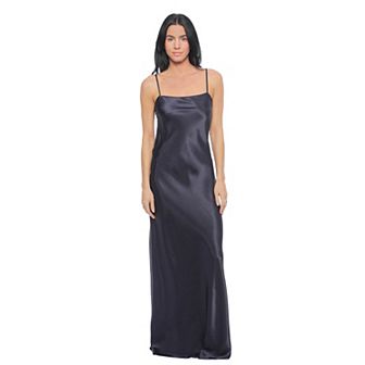 Juniors' Jump Apparel Satin Cowl Back Detail Gown