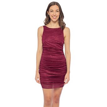 Juniors' Jump Apparel Glitter Tank Scoop Back Ruched Dress