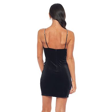 Juniors' Jump Apparel Rhinestone Strap Velvet Dress