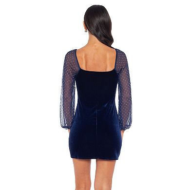 Juniors' Jump Apparel Velvet & Rhinestone Square Neck Dress