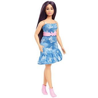 Barbie Fashionistas Doll #231 in Denim Butterfly Dress with Pink Belt