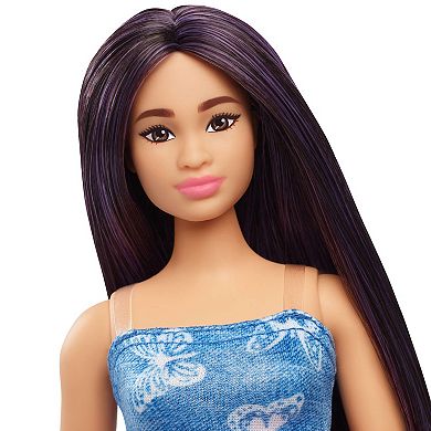 Barbie Fashionistas Doll #231 in Denim Butterfly Dress with Pink Belt
