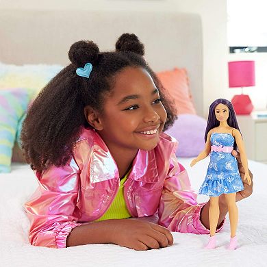 Barbie Fashionistas Doll #231 in Denim Butterfly Dress with Pink Belt
