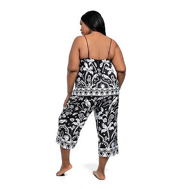 Plus Size Lilac+London 2-pc. Pajama Cami & Pajama Crop Pants Set