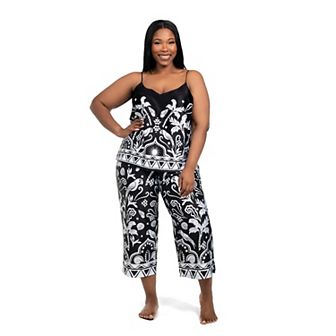 Plus Size Lilac+London 2 pc Pajama Cami & Pajama Crop Pants Set