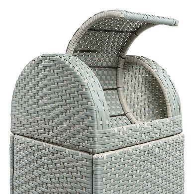 Ellison All-Weather Wicker/Metal Swing Top Hideaway Outdoor Trash Can