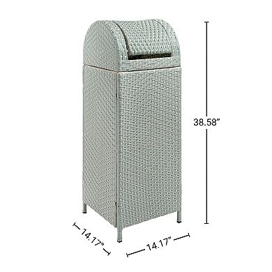 Ellison All-Weather Wicker/Metal Swing Top Hideaway Outdoor Trash Can