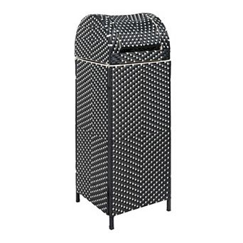 Ellison All-Weather Wicker/Metal Swing Top Hideaway Outdoor Trash Can