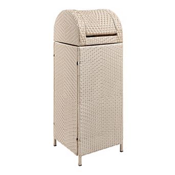 Ellison All-Weather Wicker/Metal Swing Top Hideaway Outdoor Trash Can