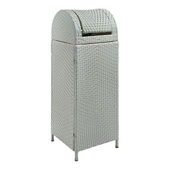 Ellison All-Weather Wicker/Metal Swing Top Hideaway Outdoor Trash Can