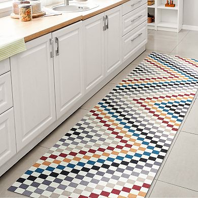 Ainsley Modern Cottage Checkerboard Washable Area Rug