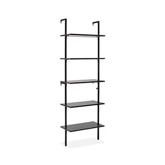 Madera Industrial 5-shelf Wood Wall-mounted Open Ladder Bookcase, Metal Frame