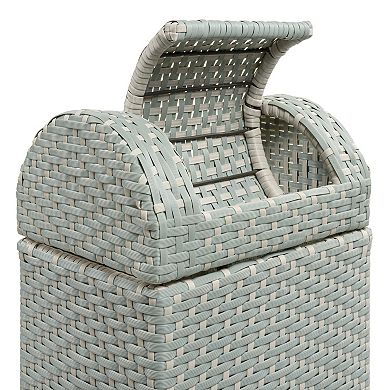 Darla All-Weather Wicker/Metal Swing Top Hideaway Outdoor Trash Can