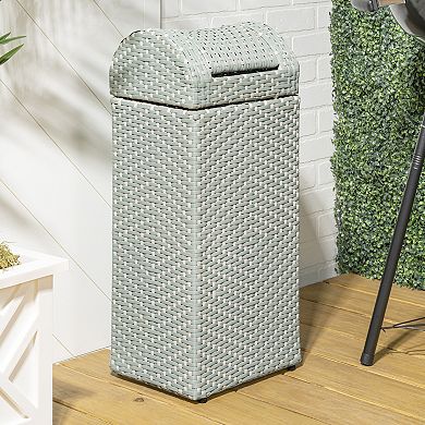 Darla All-Weather Wicker/Metal Swing Top Hideaway Outdoor Trash Can