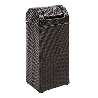 Darla All-Weather Wicker/Metal Swing Top Hideaway Outdoor Trash Can