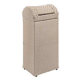 Darla All-Weather Wicker/Metal Swing Top Hideaway Outdoor Trash Can