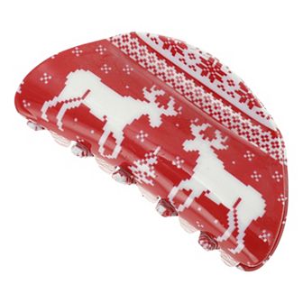 Elk Snowflake Hair Clips for Christmas 3.35"x1.77"x1.42" Red White 1 pc