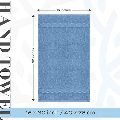 White Classic Luxury 100% Cotton Hand Towels Set of 6 - 16x30"