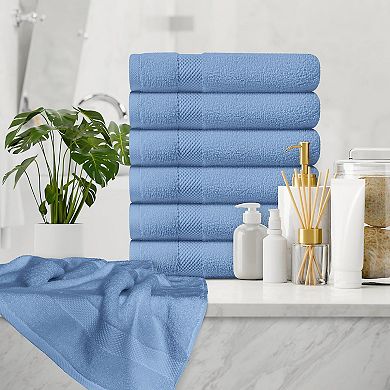 White Classic Luxury 100% Cotton Hand Towels Set of 6 - 16x30"