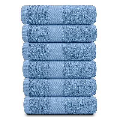 White Classic Luxury 100% Cotton Hand Towels Set of 6 - 16x30"