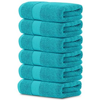 White Classic Luxury 100% Cotton Hand Towels Set of 6 - 16x30"