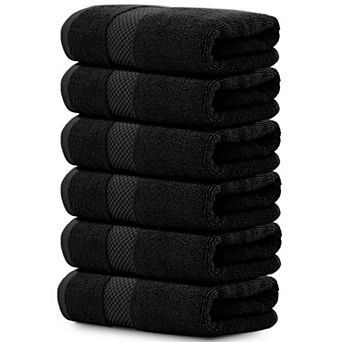 White Classic Luxury 100% Cotton Hand Towels Set of 6 - 16x30"