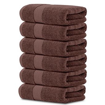 White Classic Luxury 100% Cotton Hand Towels Set of 6 - 16x30"