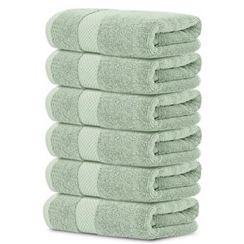 White Classic Luxury 100% Cotton Hand Towels Set of 6 - 16x30"
