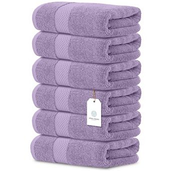 White Classic Luxury 100% Cotton Hand Towels Set of 6 - 16x30"