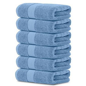 White Classic Luxury 100% Cotton Hand Towels Set of 6 - 16x30"