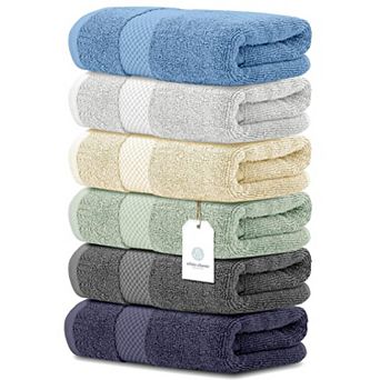White Classic Luxury 100% Cotton Hand Towels Set of 6 - 16x30"