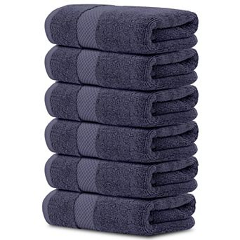 White Classic Luxury 100% Cotton Hand Towels Set of 6 - 16x30"