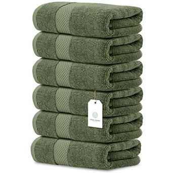 White Classic Luxury 100% Cotton Hand Towels Set of 6 - 16x30"