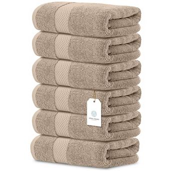 White Classic Luxury 100% Cotton Hand Towels Set of 6 - 16x30"