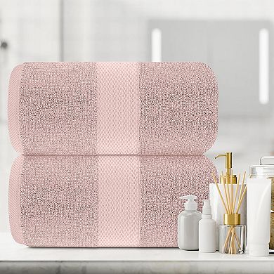 White Classic Luxury Cotton Jumbo Bath Sheets Set of 2, XL Sized Bathroom Towels 2 Pack - 35x70"