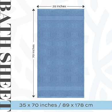 White Classic Luxury Cotton Jumbo Bath Sheets Set of 2, XL Sized Bathroom Towels 2 Pack - 35x70"