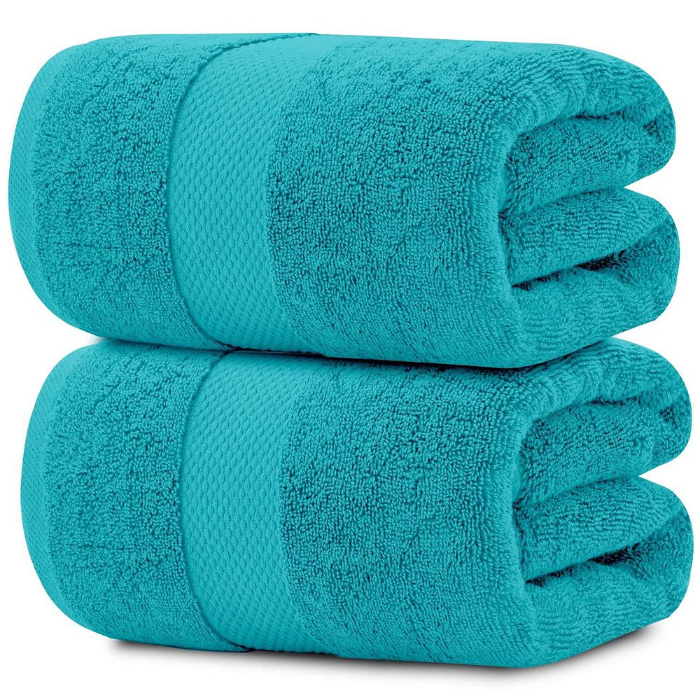 White Classic Luxury Cotton Jumbo Bath Sheets Set of 2, XL Sized Bathroom Towels 2 Pack - 35x70"