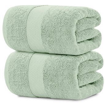 White Classic Luxury Cotton Jumbo Bath Sheets Set of 2, XL Sized Bathroom Towels 2 Pack - 35x70"