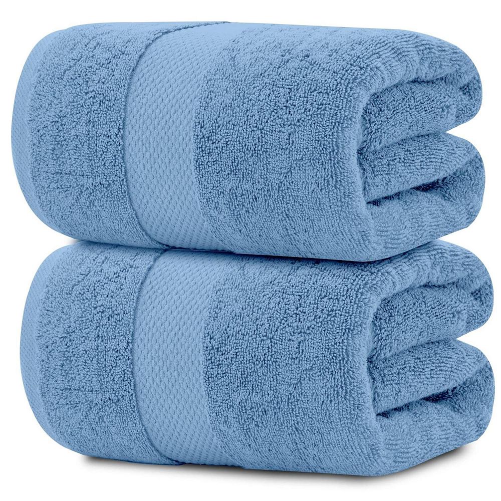 White Classic Luxury Cotton Jumbo Bath Sheets Set of 2, XL Sized Bathroom Towels 2 Pack - 35x70"
