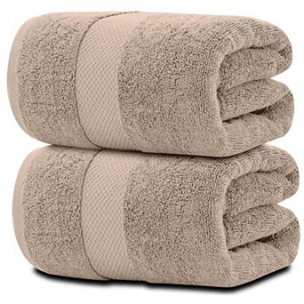 White Classic Luxury Cotton Jumbo Bath Sheets Set of 2, XL Sized Bathroom Towels 2 Pack - 35x70"