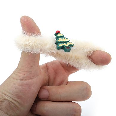 Christmas Hair Ties Plush Tree for Christmas Beige 1 Pc