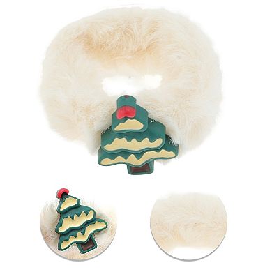 Christmas Hair Ties Plush Tree for Christmas Beige 1 Pc