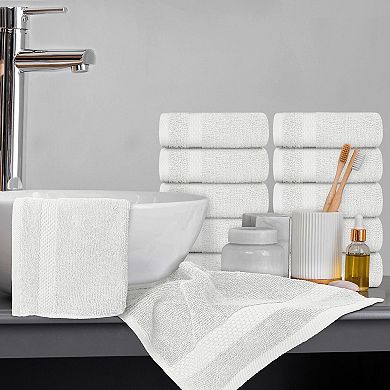 White Classic Luxury 100% Cotton Washcloths Set of 12 - 13x13"