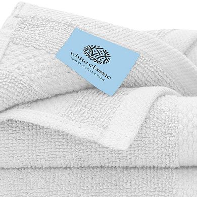 White Classic Luxury 100% Cotton Washcloths Set of 12 - 13x13"