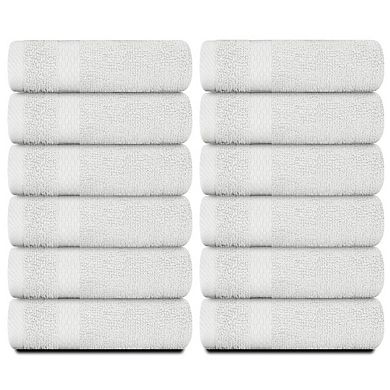 White Classic Luxury 100% Cotton Washcloths Set of 12 - 13x13"
