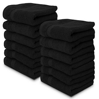 White Classic Luxury 100% Cotton Washcloths Set of 12 - 13x13"