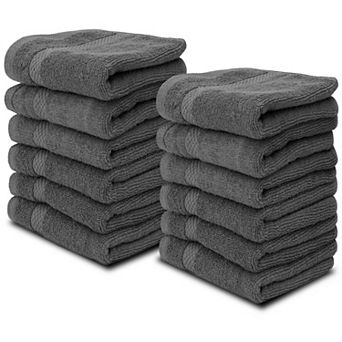 White Classic Luxury 100% Cotton Washcloths Set of 12 - 13x13"