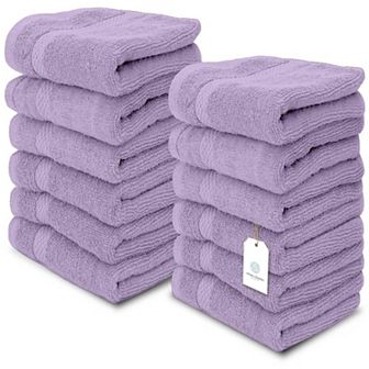 White Classic Luxury 100% Cotton Washcloths Set of 12 - 13x13"