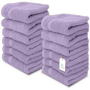 White Classic Luxury 100% Cotton Washcloths Set of 12 - 13x13"