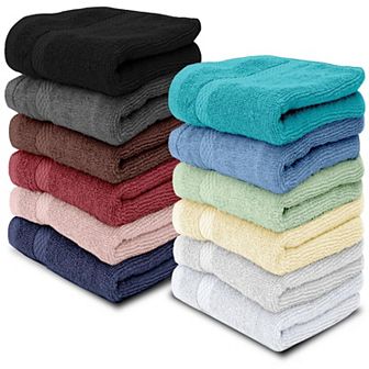 White Classic Luxury 100% Cotton Washcloths Set of 12 - 13x13"